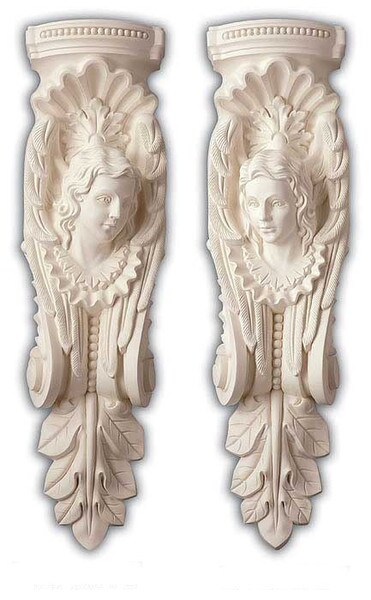 Victorian woman bracket shelf set - 40 Inches tall